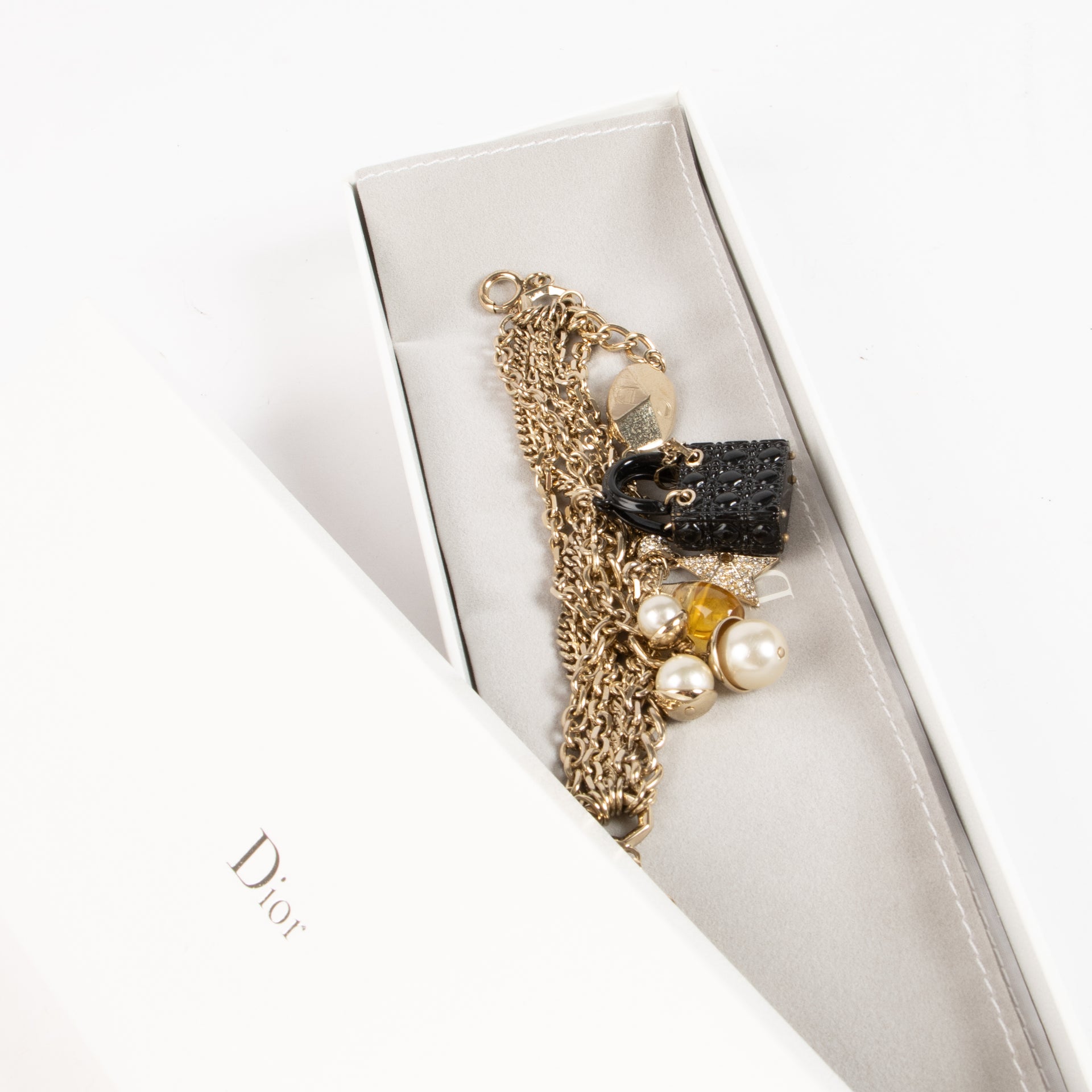 Christian Dior Lady Dior Bag/J'Adior Bottle/Faux Pearl Charms Bracelet