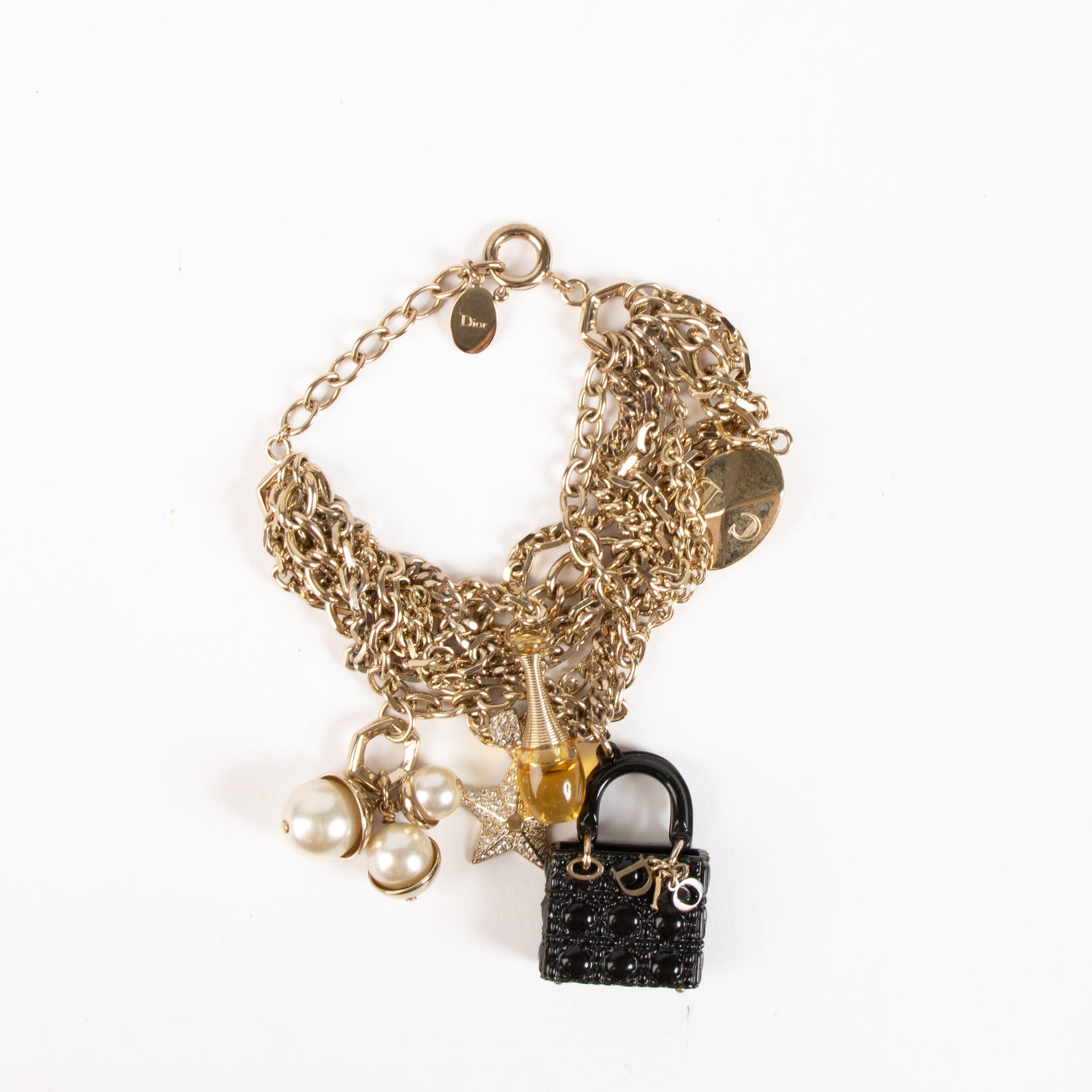 Christian Dior Lady Dior Bag/J'Adior Bottle/Faux Pearl Charms Bracelet