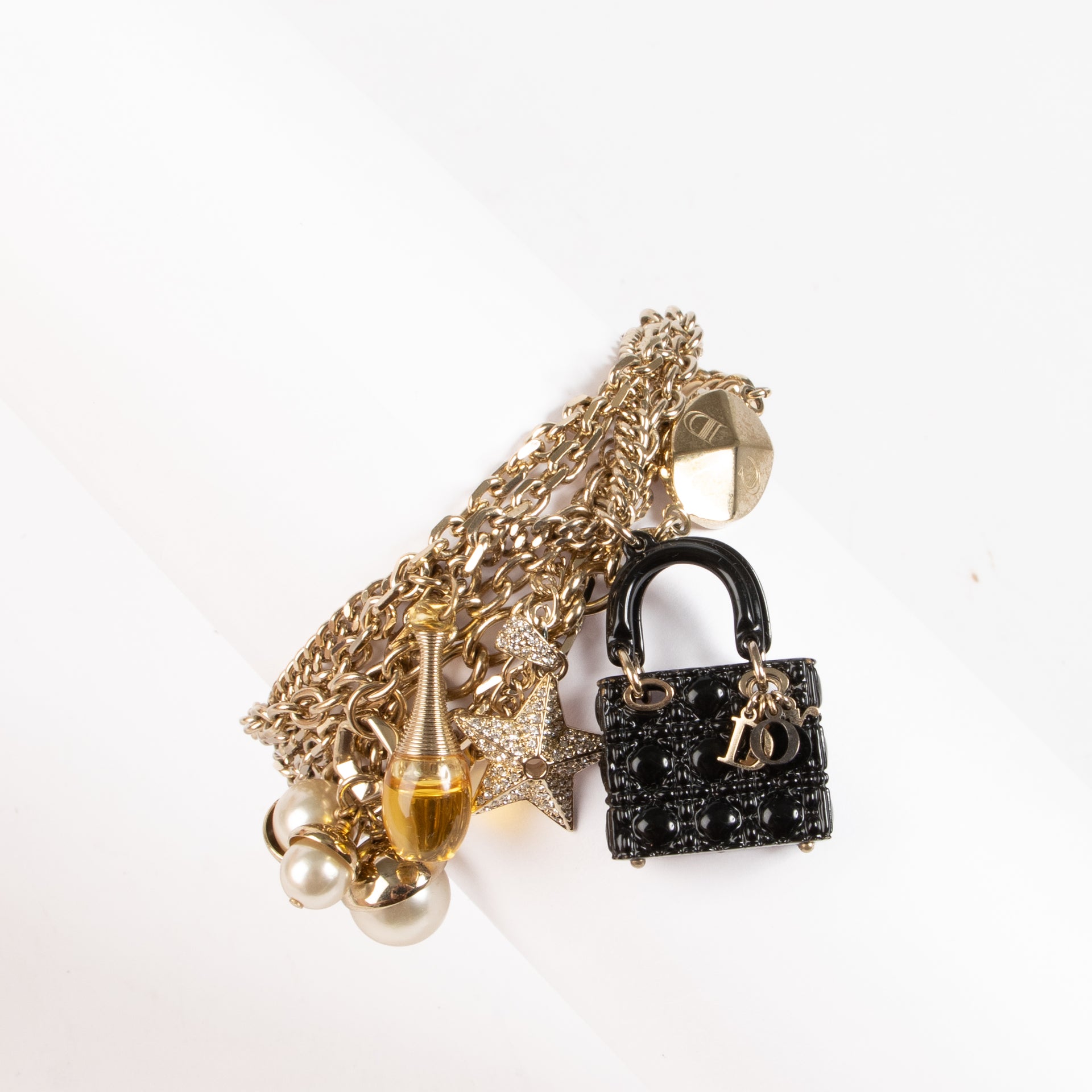 Christian Dior Lady Dior Bag/J'Adior Bottle/Faux Pearl Charms Bracelet