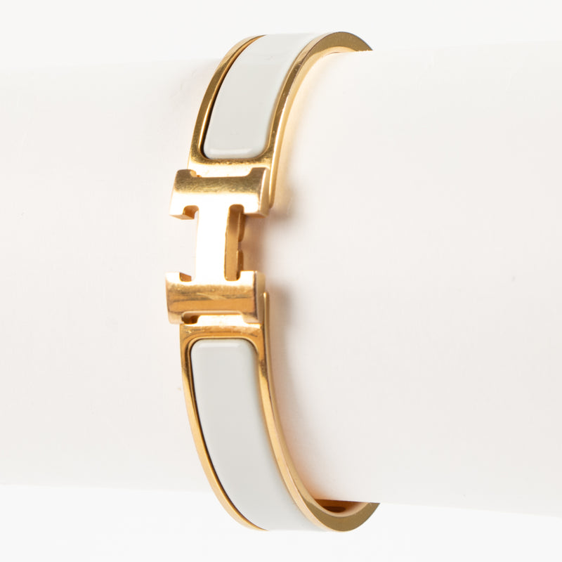 Hermès White Clic H Bracelet