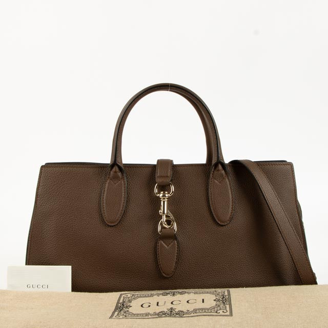 Gucci Brown Calfskin Medium Soft Jackie East West Tote Bag