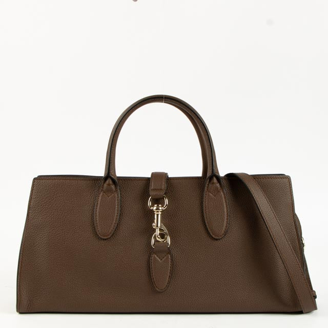 shop safe online Gucci Brown Calfskin Medium Soft Jackie East West Tote Bag