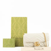Gucci Grey Leather GG Marmont Small Shoulder Bag