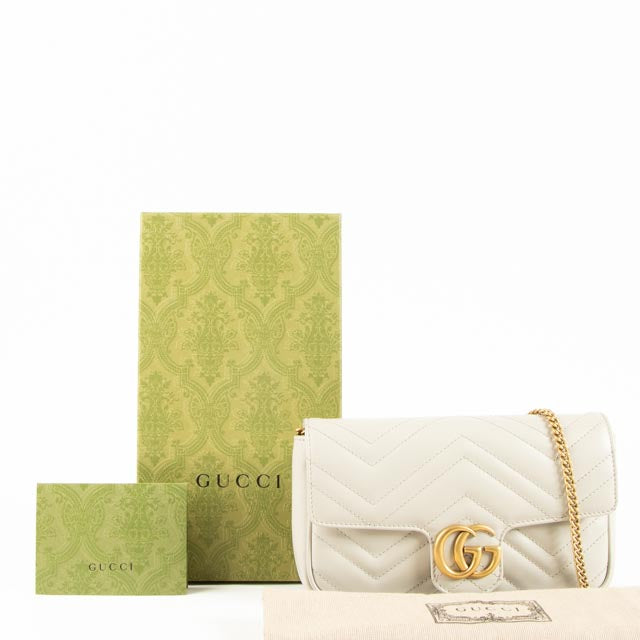 Gucci Grey Leather GG Marmont Small Shoulder Bag