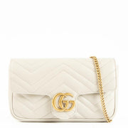 Gucci Grey Leather GG Marmont Small Shoulder Bag