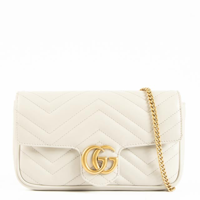 Gucci Grey Leather GG Marmont Small Shoulder Bag