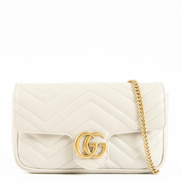 Gucci Grey Leather GG Marmont Small Shoulder Bag