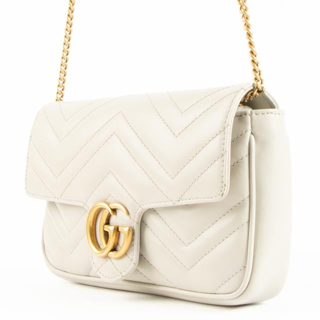 Gucci Grey Leather GG Marmont Small Shoulder Bag