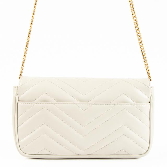 Gucci Grey Leather GG Marmont Small Shoulder Bag