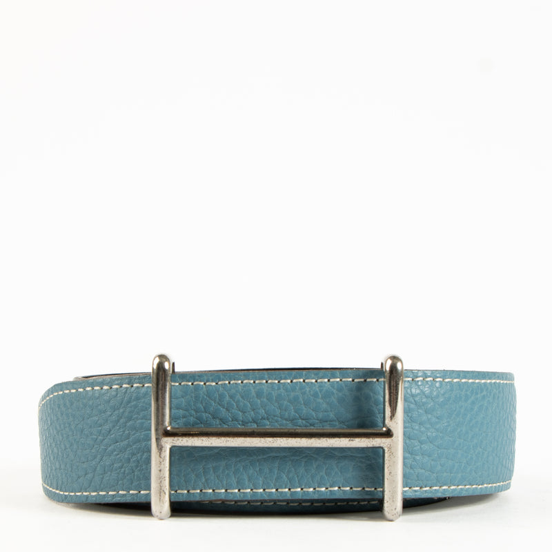 Hermès Bleu Jean/Black Togo/Box Idem Reversible Belt - Size 95