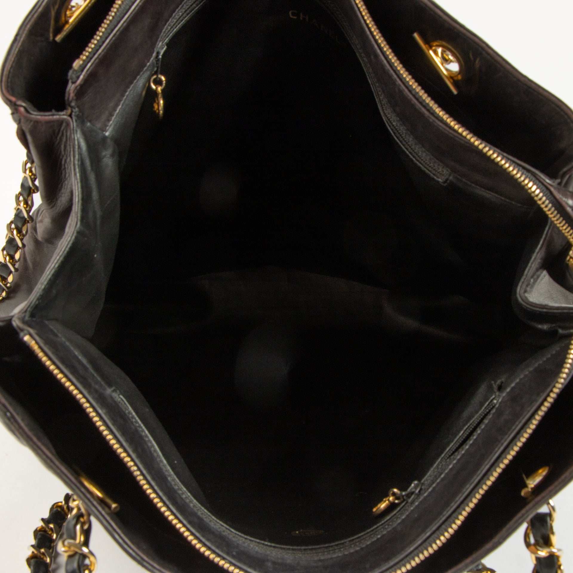 Chanel Vintage Black Quilted Lambskin Large Tote Bag