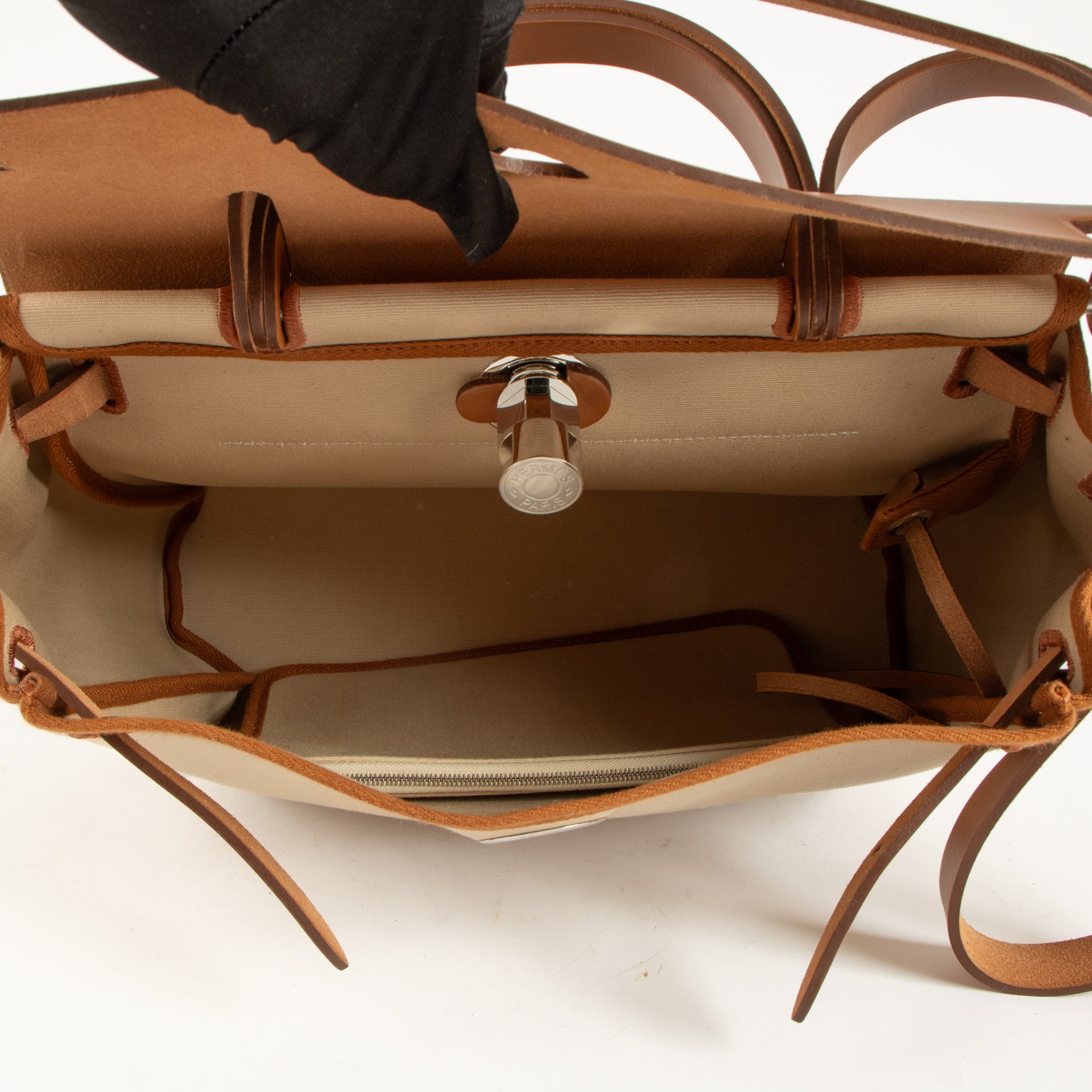 Hermès Herbag Zip 31 Beton/Fauve Toile Officier/Hunter PHW