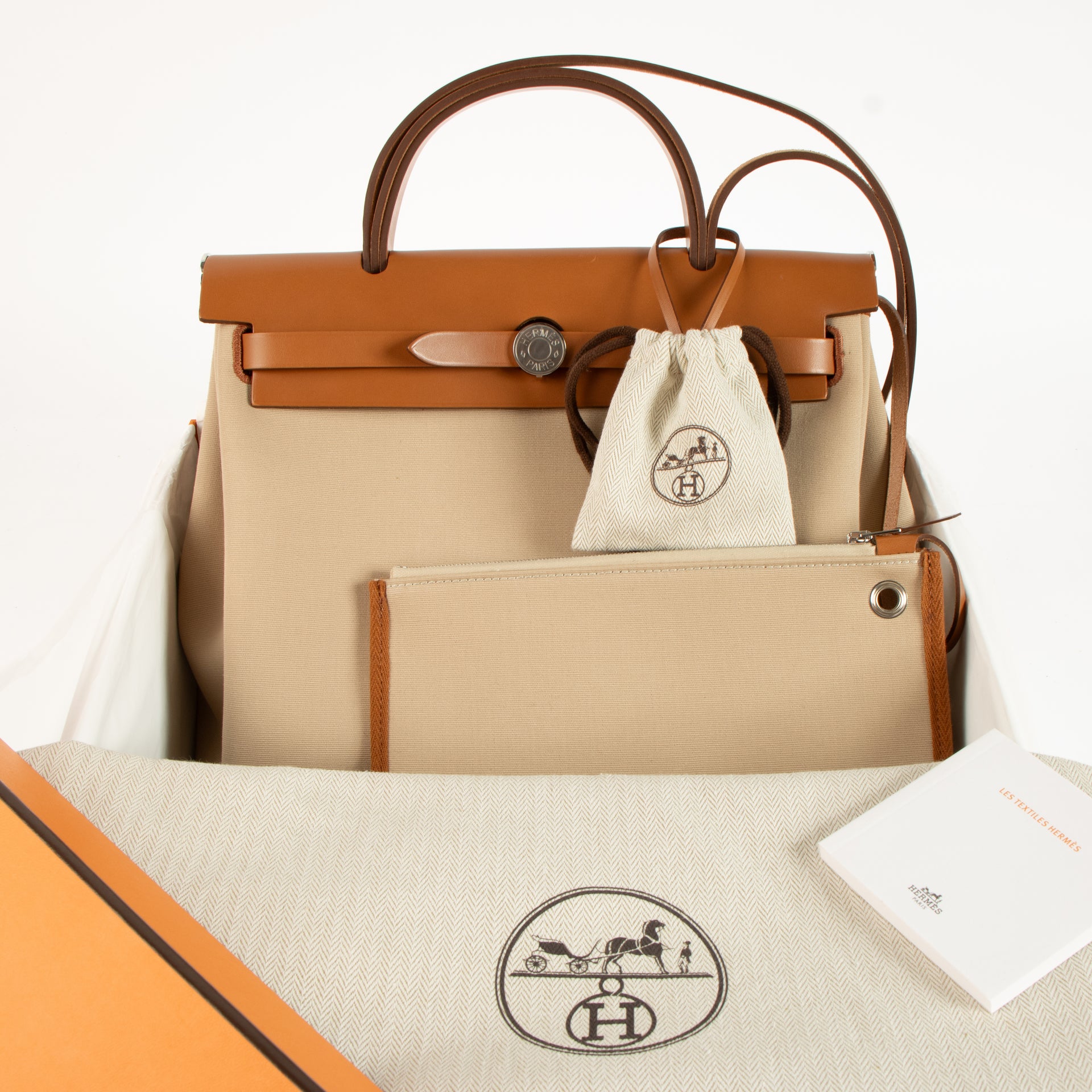 Hermès Herbag Zip 31 Beton/Fauve Toile Officier/Hunter PHW
