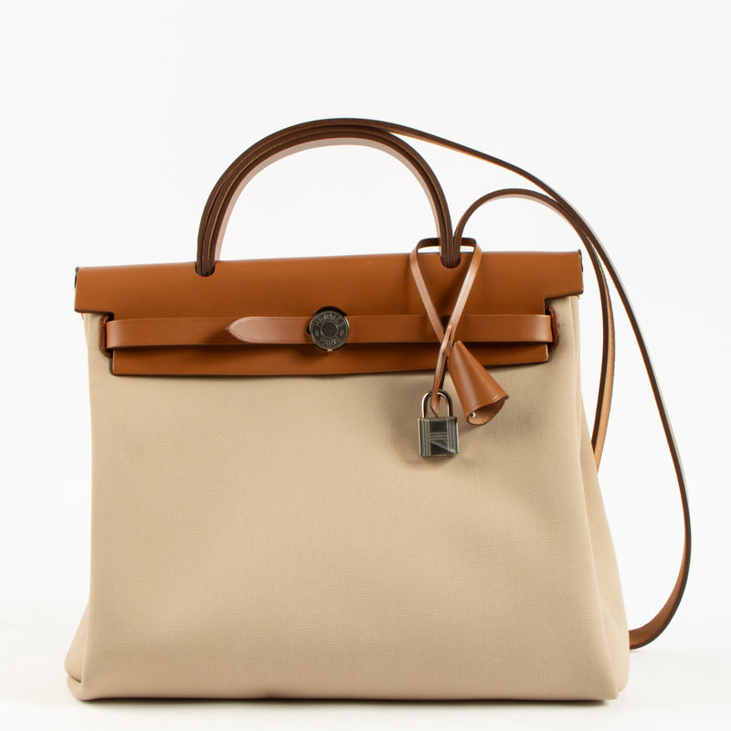 Hermès Herbag Zip 31 Beton/Fauve Toile Officier/Hunter PHW