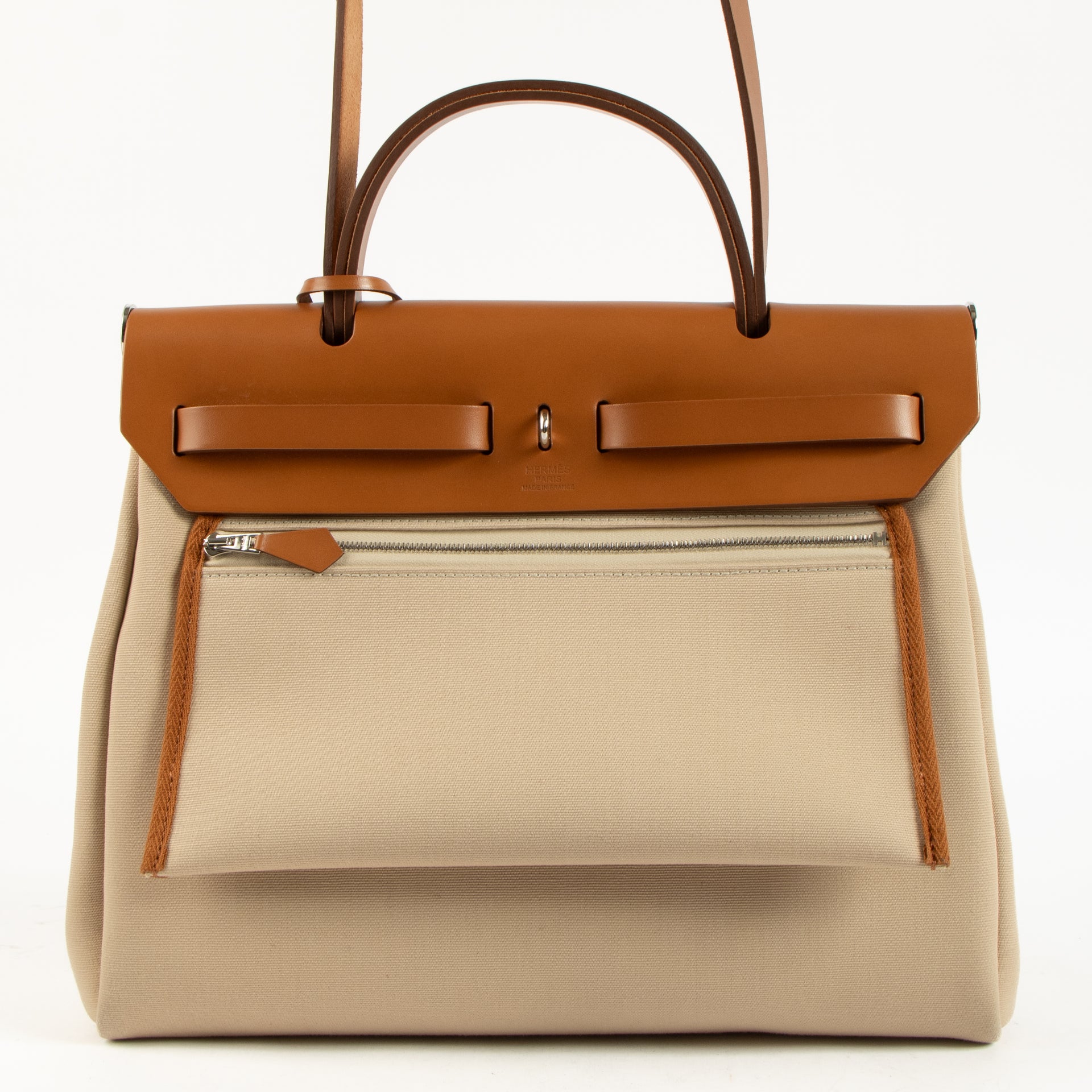 Hermès Herbag Zip 31 Beton/Fauve Toile Officier/Hunter PHW