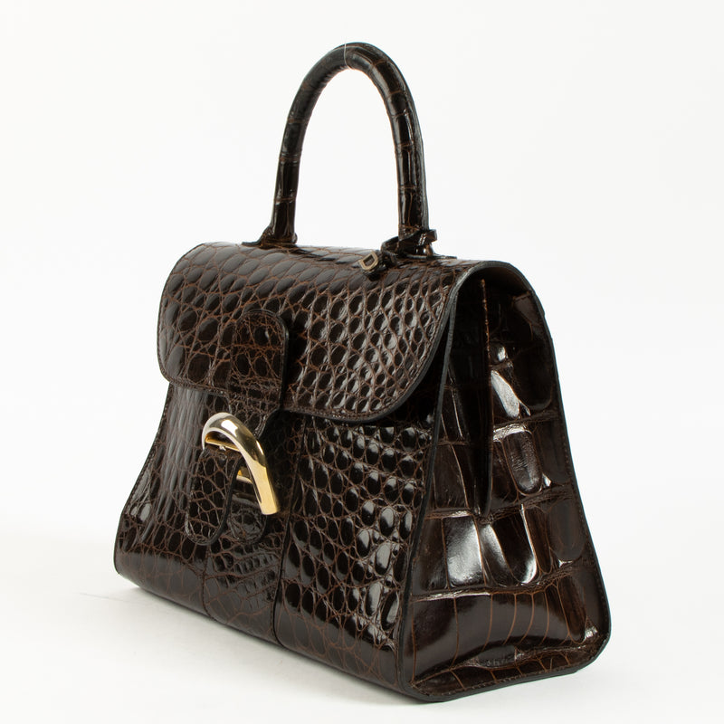 Delvaux Brown Brillant MM Croco Bag