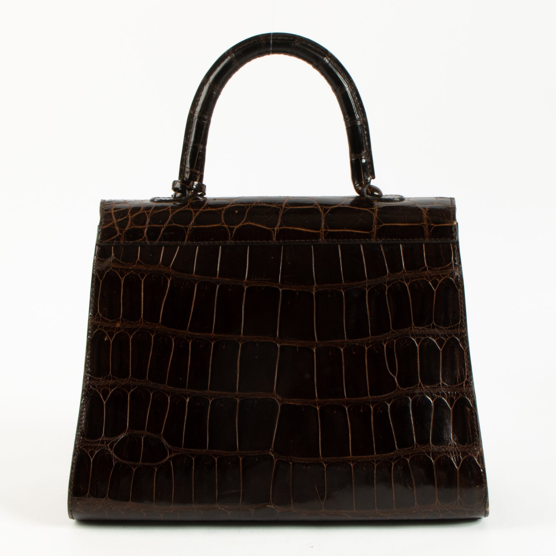 Delvaux Vintage Brown Shiny Crocodile Brillant MM Bag