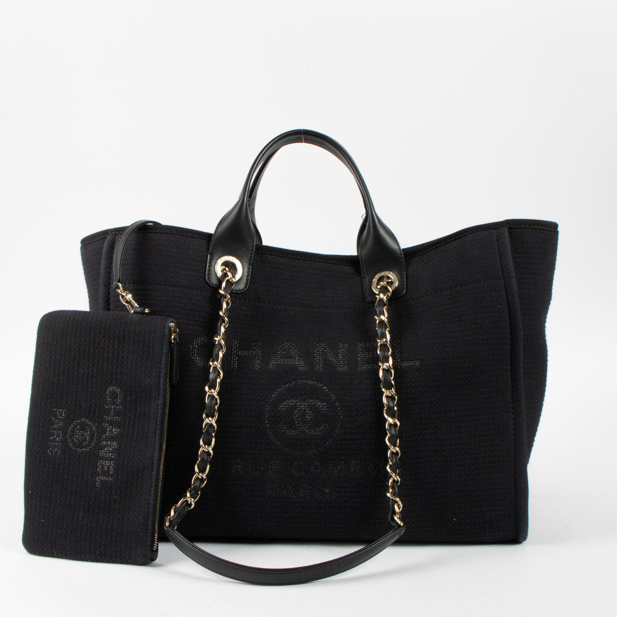 Shop this authentic Chanel Black Canvas Large Deauville Bag pre-loved on Labellov.com
