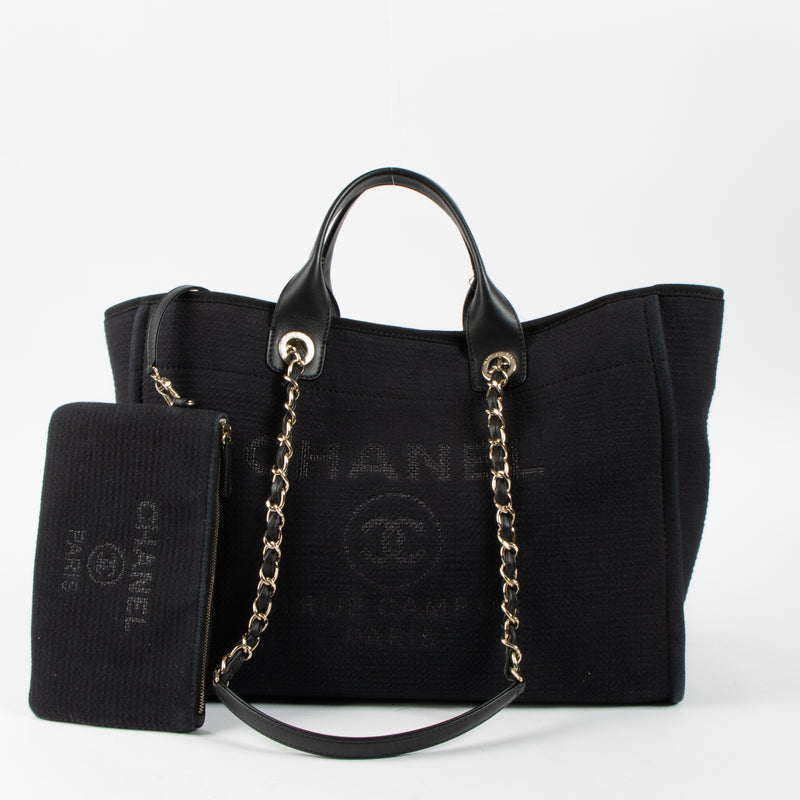 Shop this authentic Chanel Black Canvas Large Deauville Bag pre-loved on Labellov.com