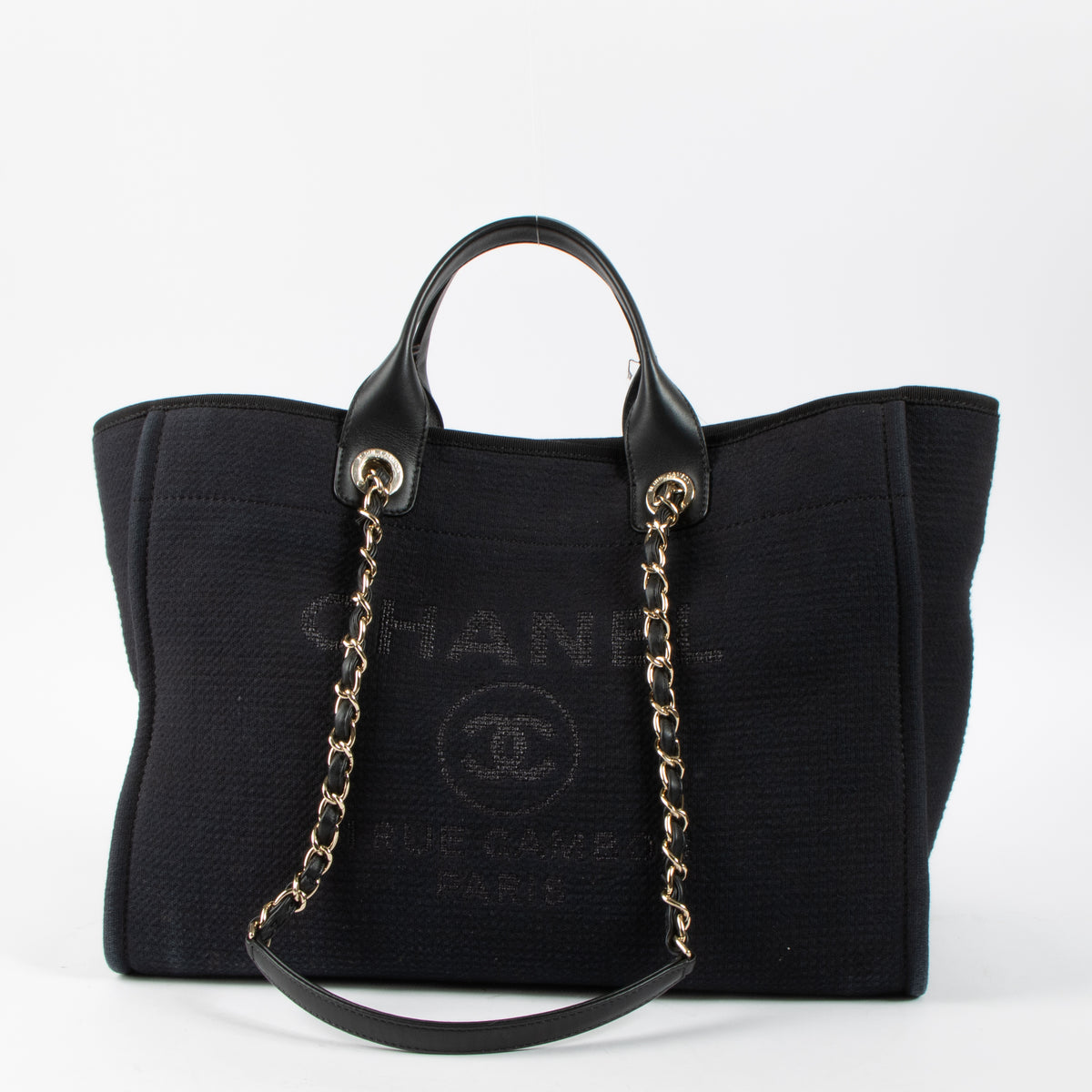 Shop this authentic Chanel Black Canvas Large Deauville Bag pre-loved on Labellov.com