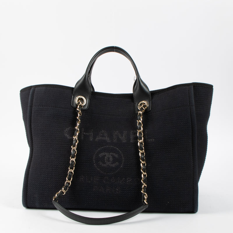 Shop this authentic Chanel Black Canvas Large Deauville Bag pre-loved on Labellov.com