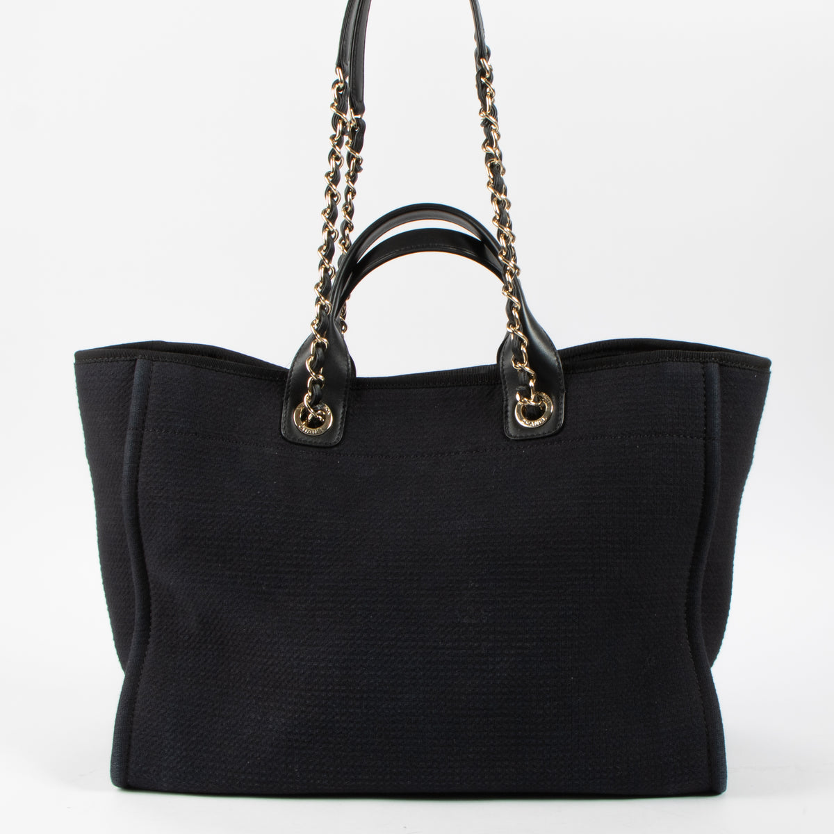 Shop this authentic Chanel Black Canvas Large Deauville Bag pre-loved on Labellov.com
