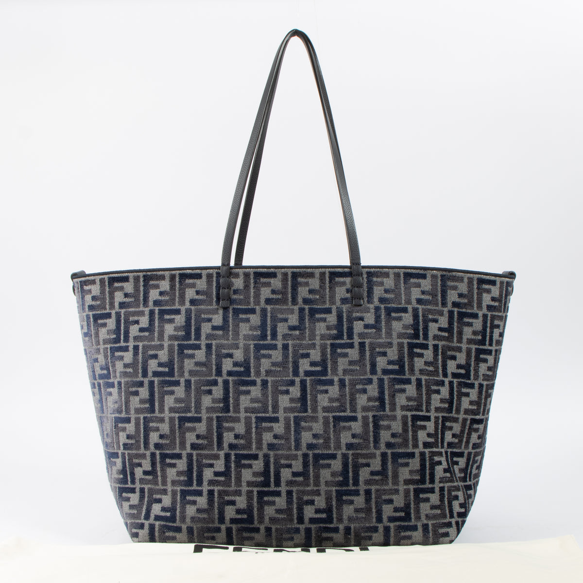 Shop this authentic Fendi Blue Denim FF-Jacquard Large Roll Tote Bag pre-loved on Labellov.com