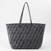 Shop this authentic Fendi Blue Denim FF-Jacquard Large Roll Tote Bag pre-loved on Labellov.com