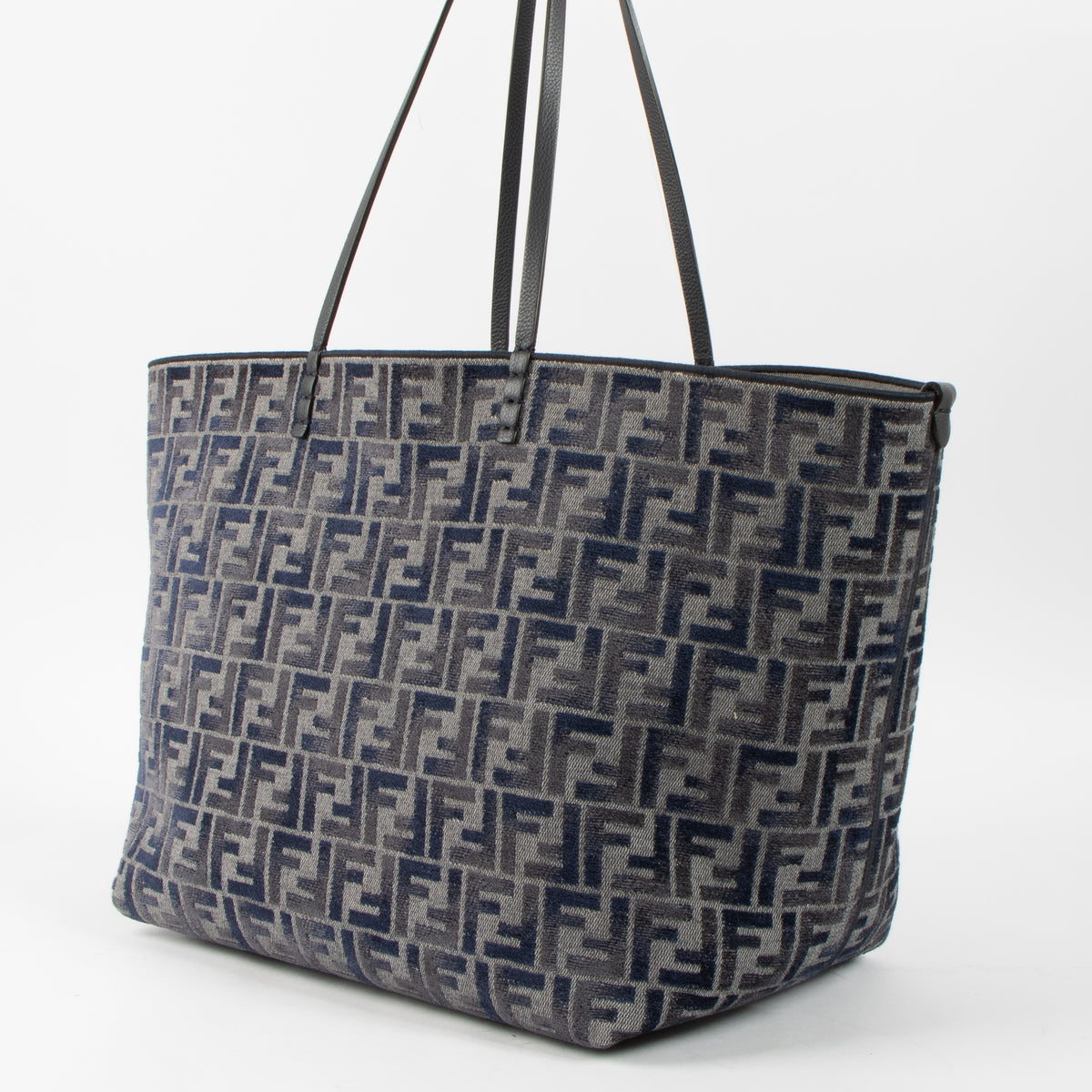 Shop this authentic Fendi Blue Denim FF-Jacquard Large Roll Tote Bag pre-loved on Labellov.com