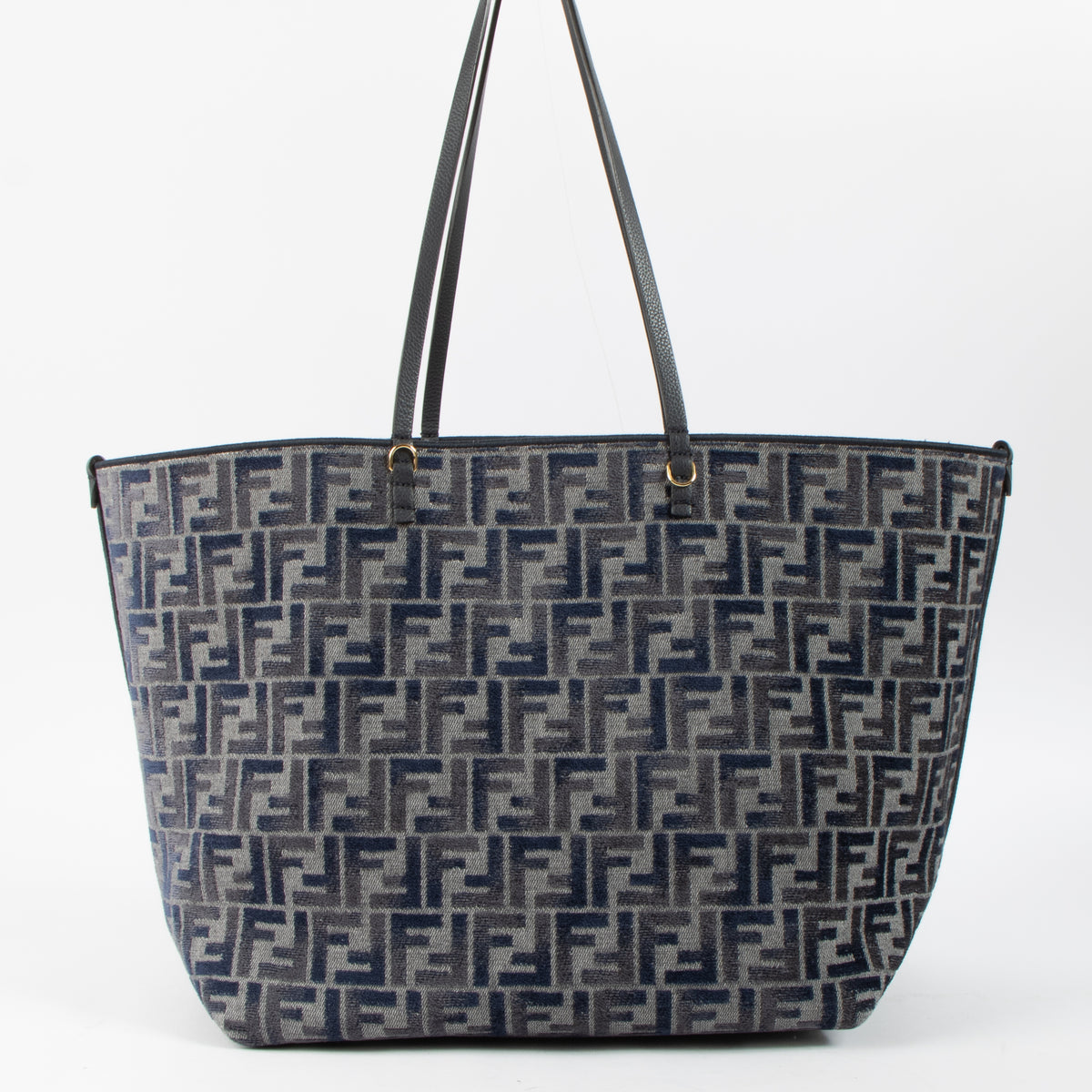Shop this authentic Fendi Blue Denim FF-Jacquard Large Roll Tote Bag pre-loved on Labellov.com