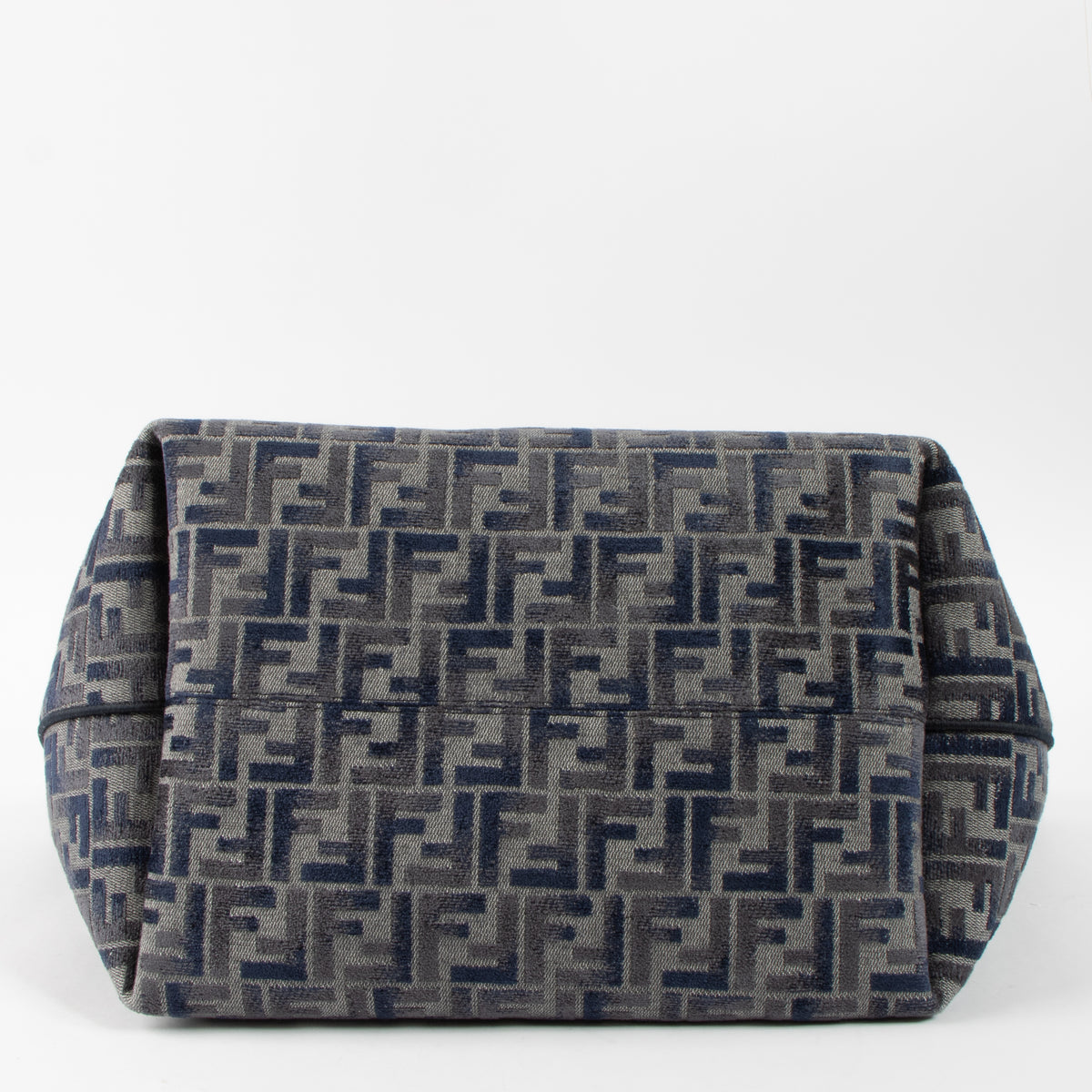 Shop this authentic Fendi Blue Denim FF-Jacquard Large Roll Tote Bag pre-loved on Labellov.com