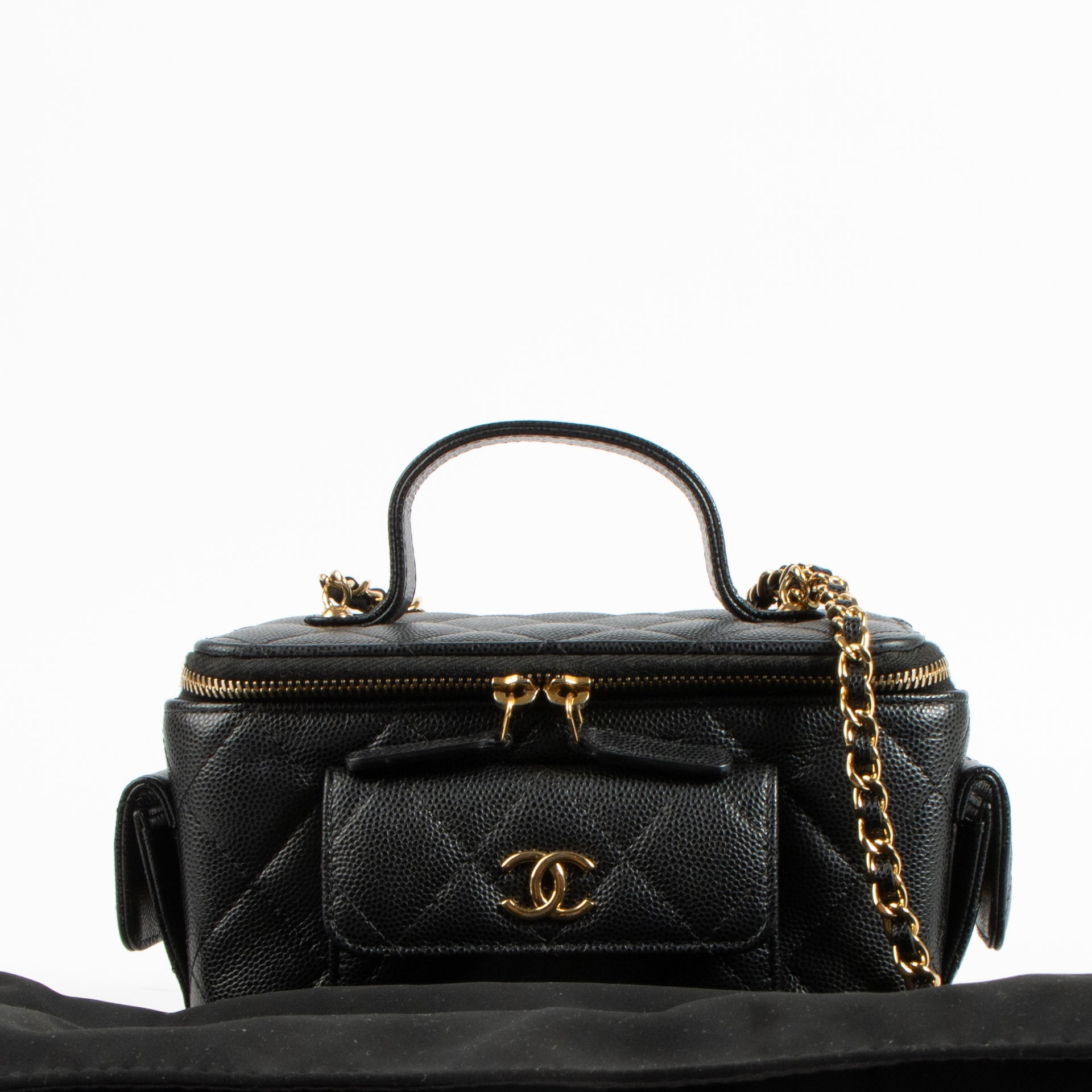 Chanel Black Caviar Long Vanity with chain Bag