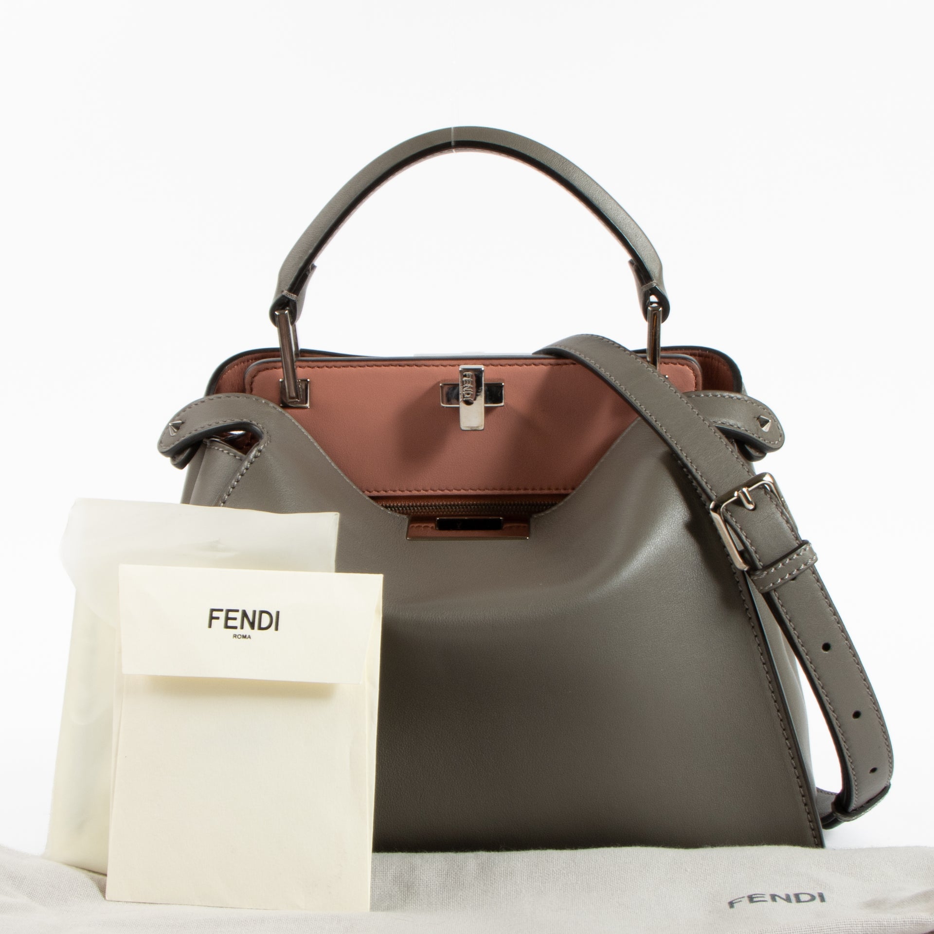 Fendi Foresta Grey Peekaboo Essentially Bag