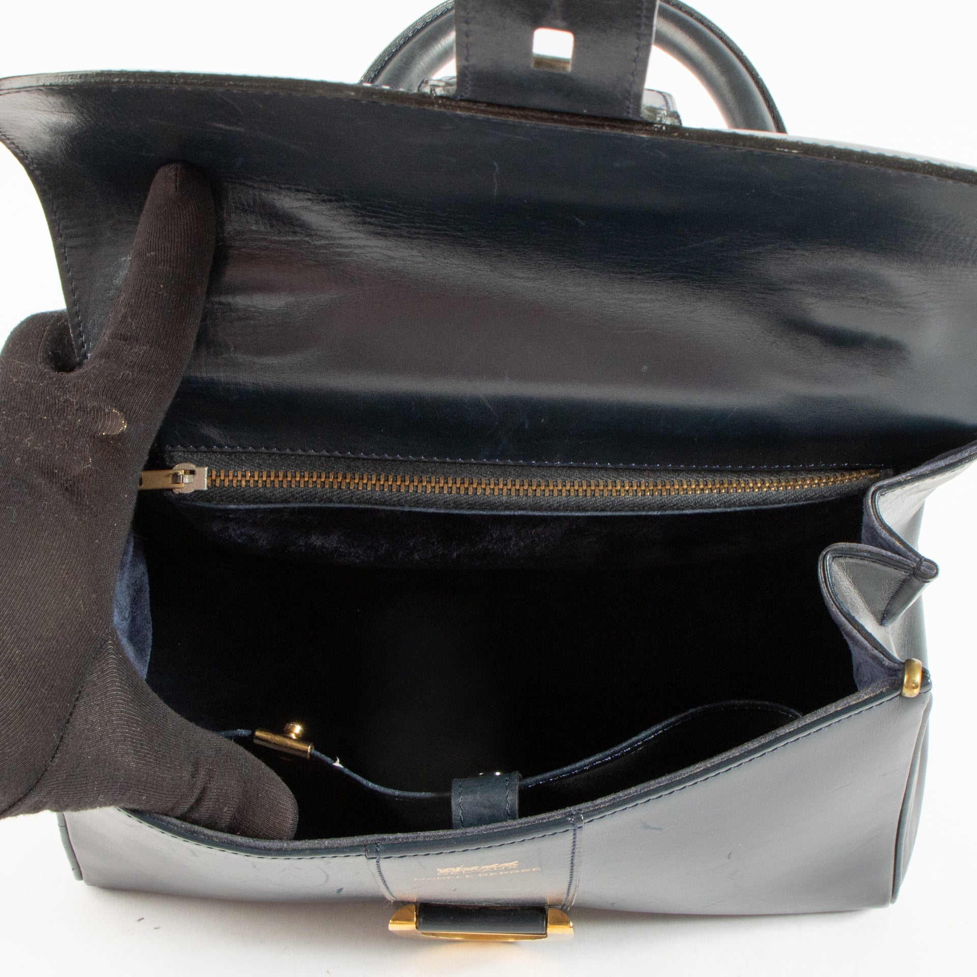 Delvaux 1970s Blue Box Calf Brillant MM Bag