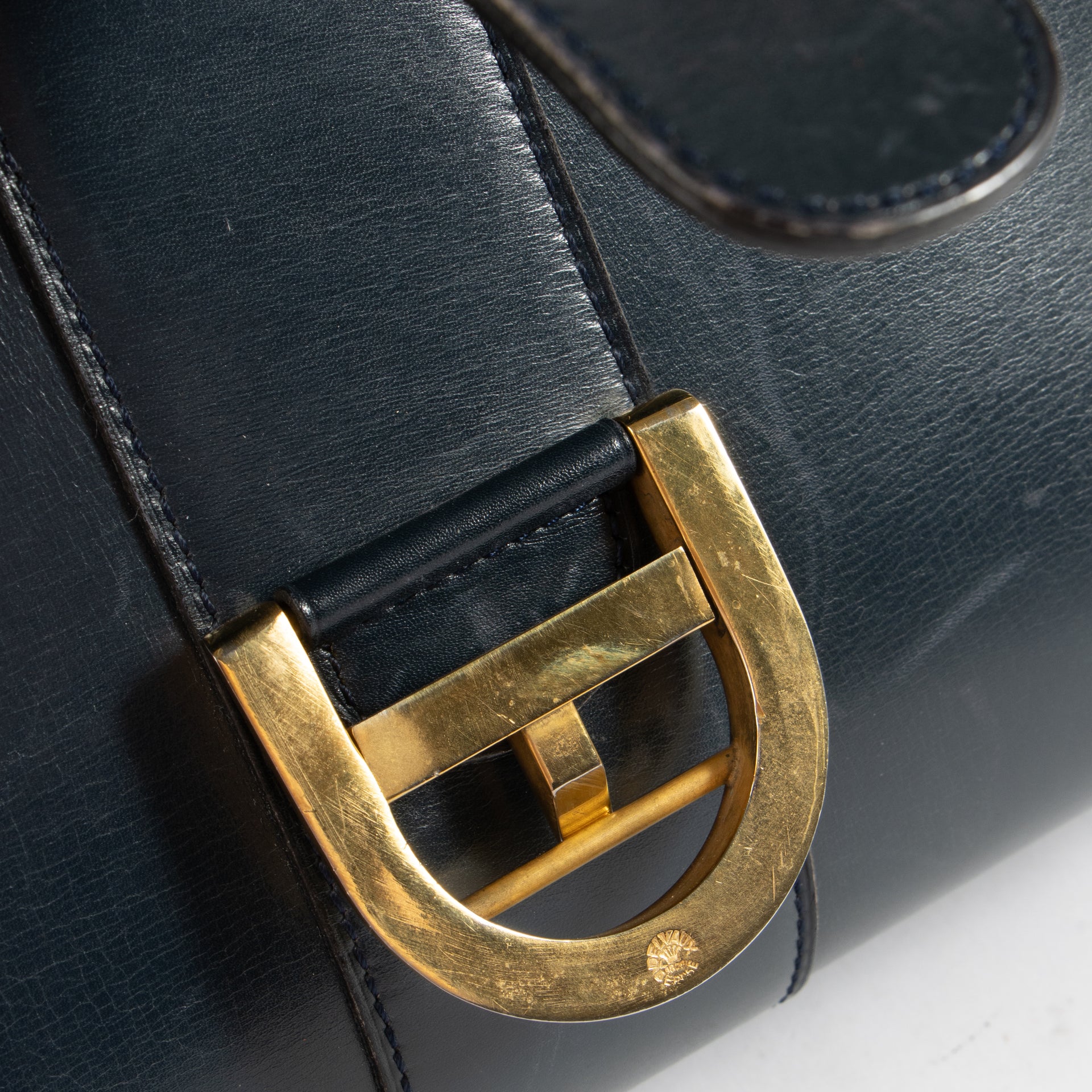 Delvaux 1970s Blue Box Calf Brillant MM Bag