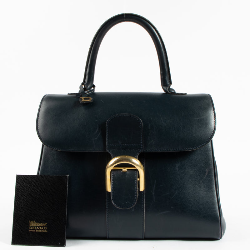 Delvaux 1970s Blue Box Calf Brillant MM Bag