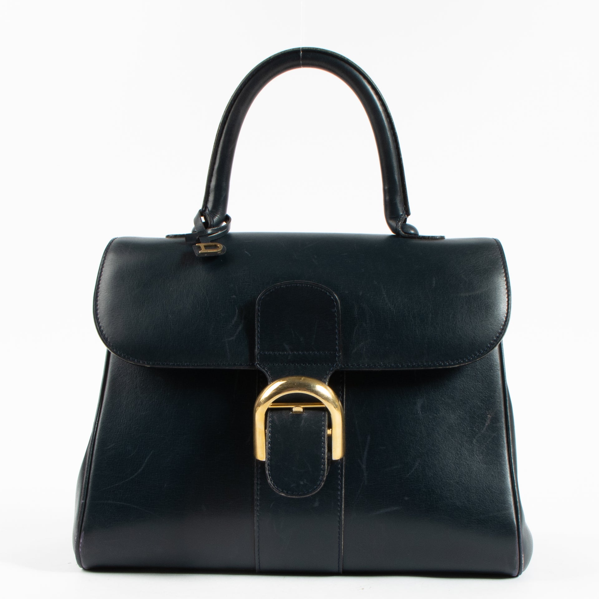 Delvaux 1970s Blue Box Calf Brillant MM Bag
