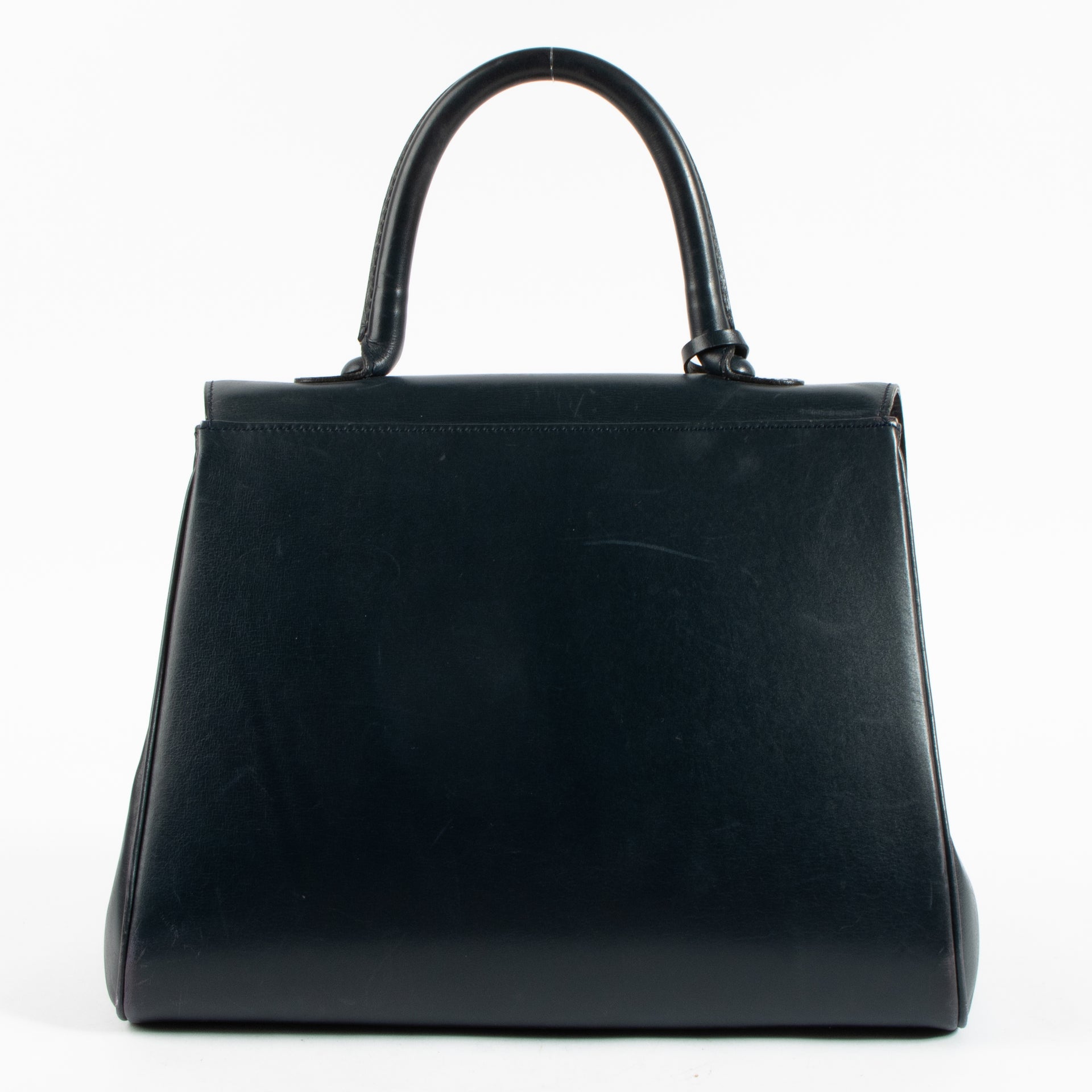 Delvaux 1970s Blue Box Calf Brillant MM Bag
