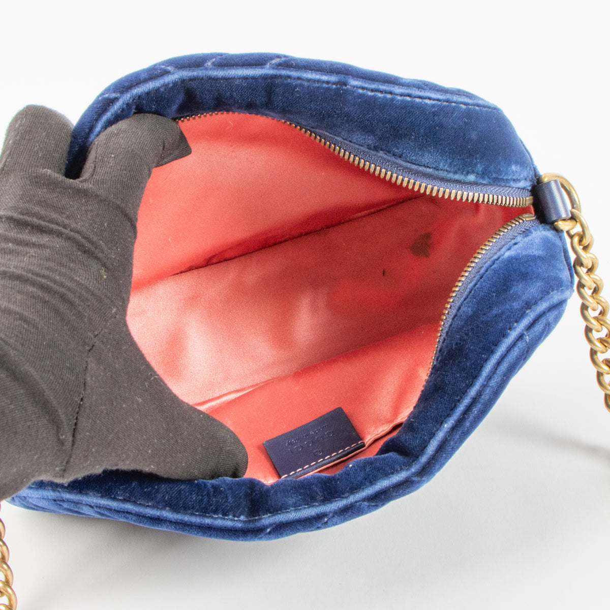 Gucci Blue Velvet GG Marmont Camera Bag