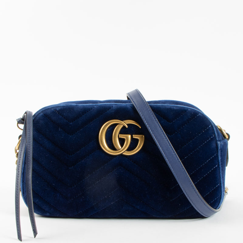 Gucci Blue Velvet GG Marmont Camera Bag