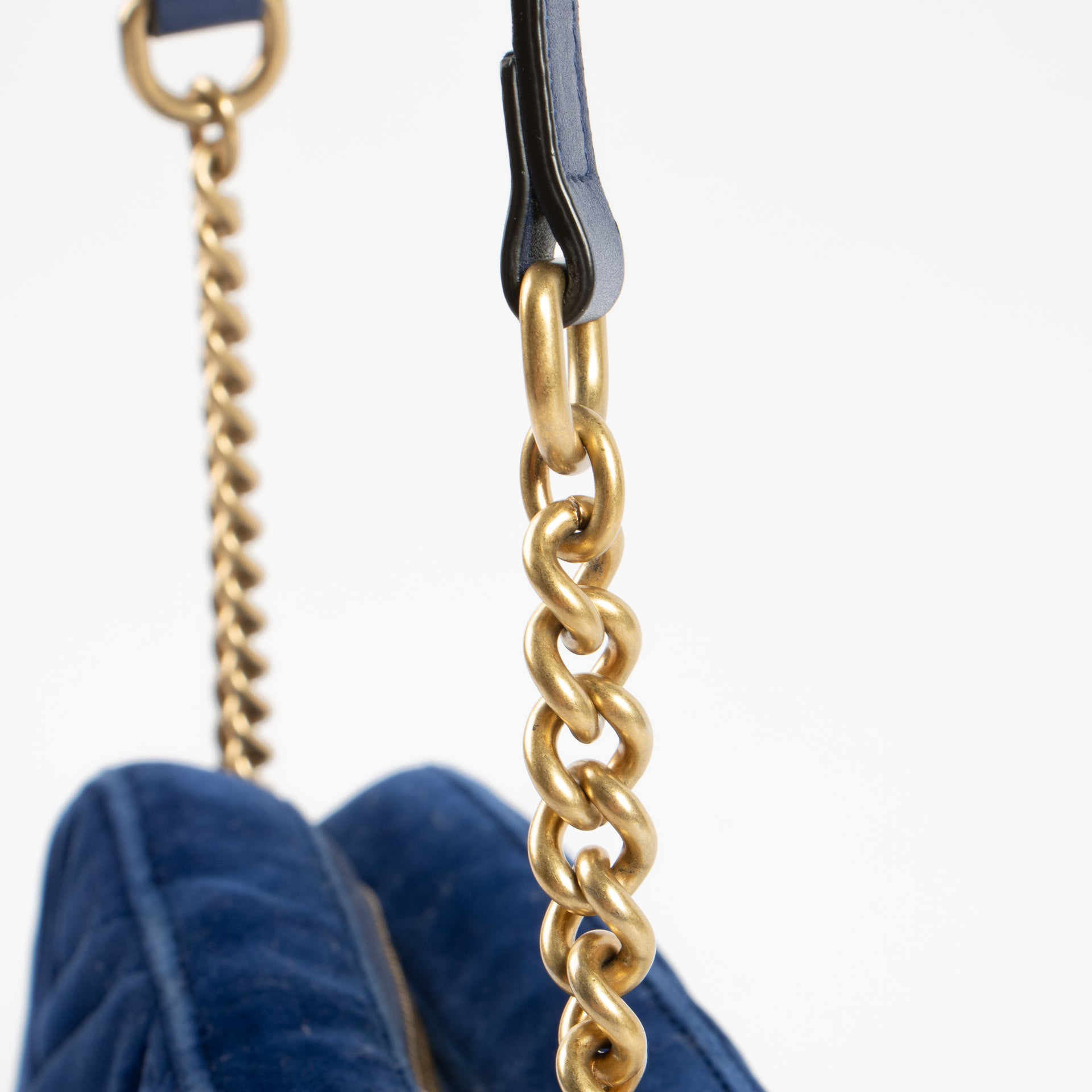 Gucci Blue Velvet GG Marmont Camera Bag