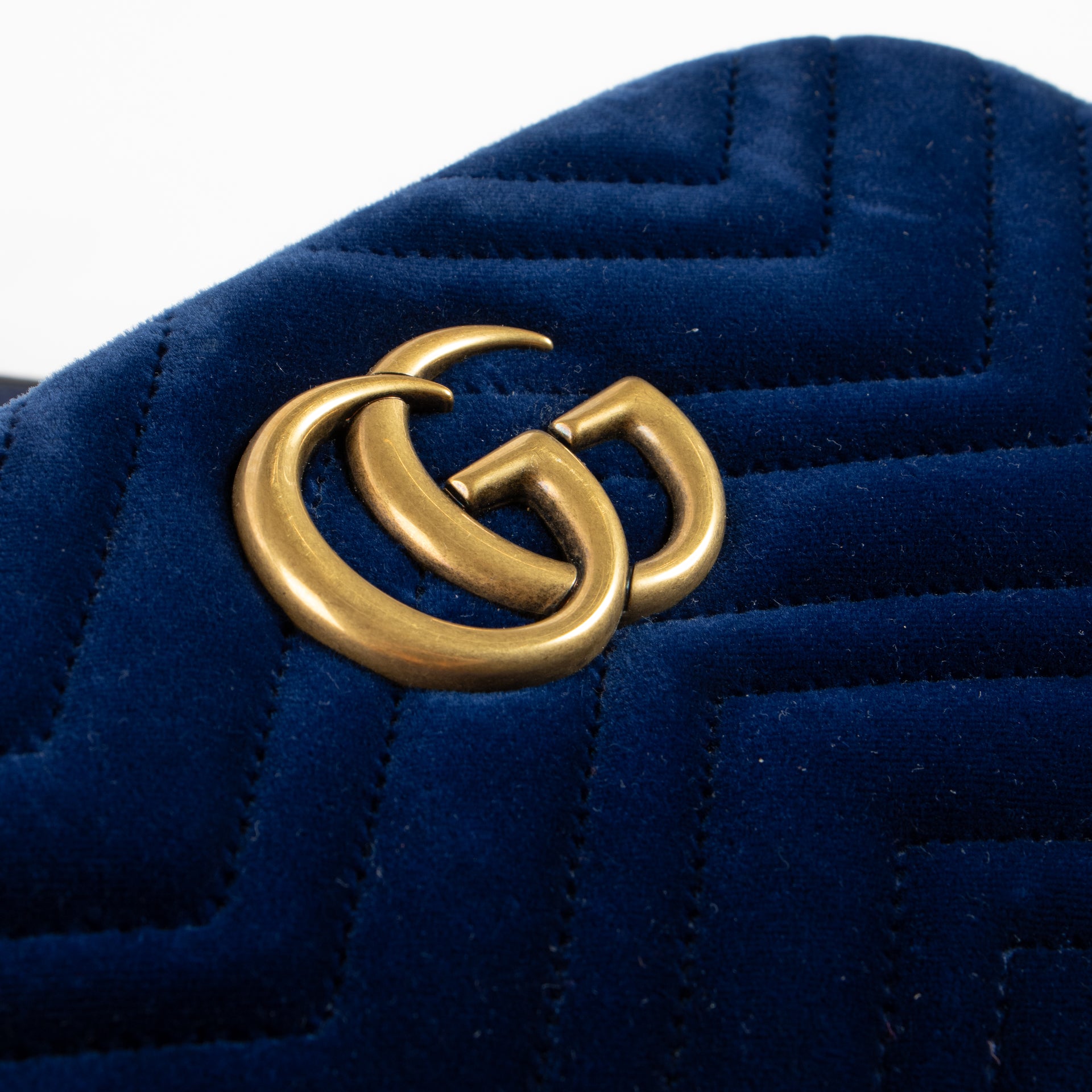 Gucci Blue Velvet GG Marmont Camera Bag
