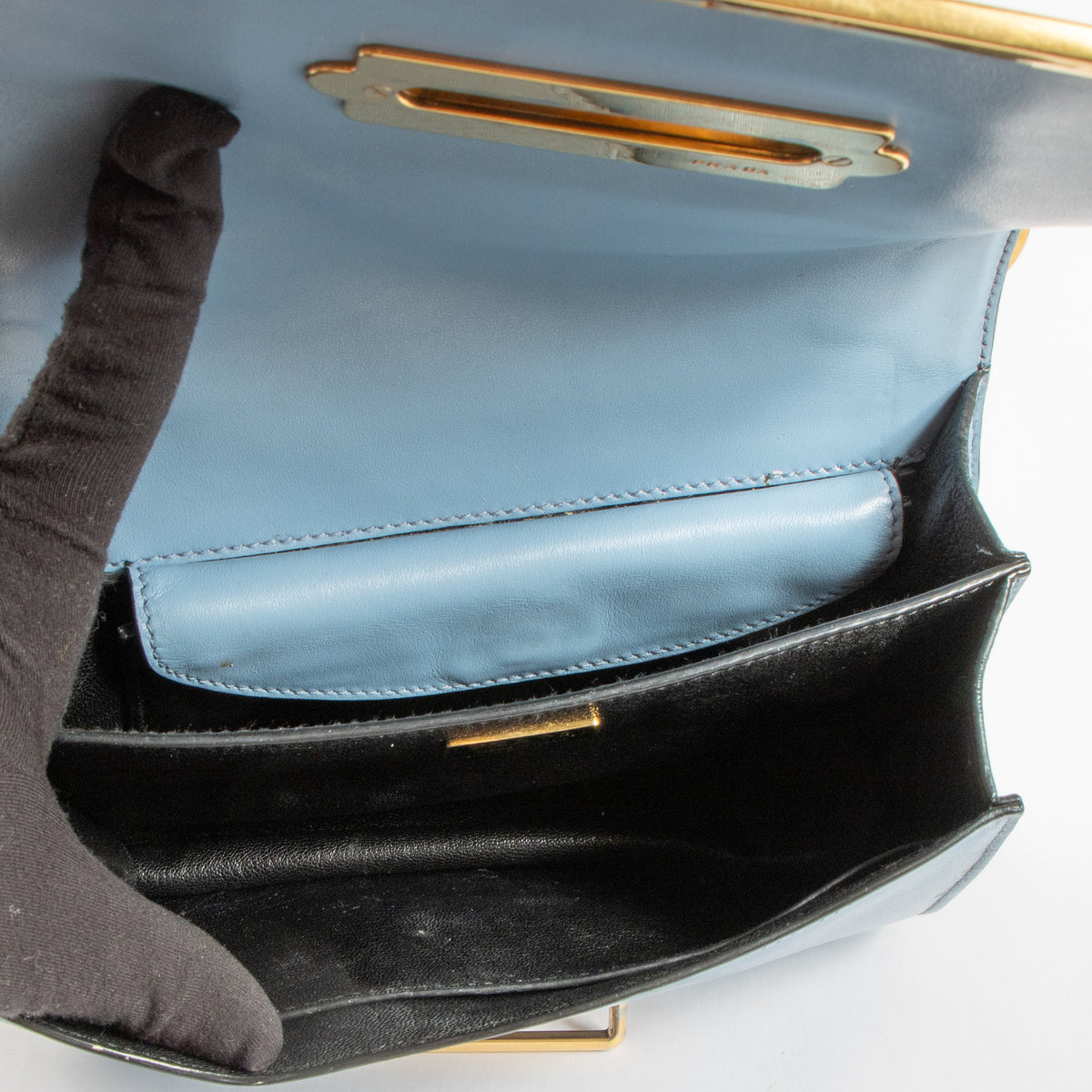 Prada Blue Leather Cahier Bag