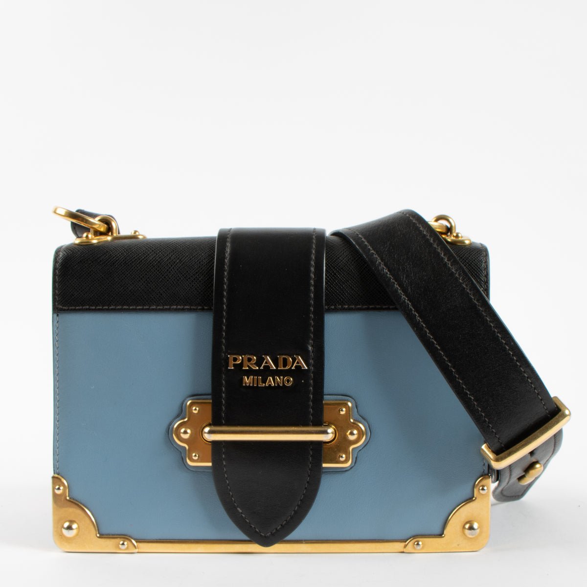 Prada Blue Leather Cahier Bag