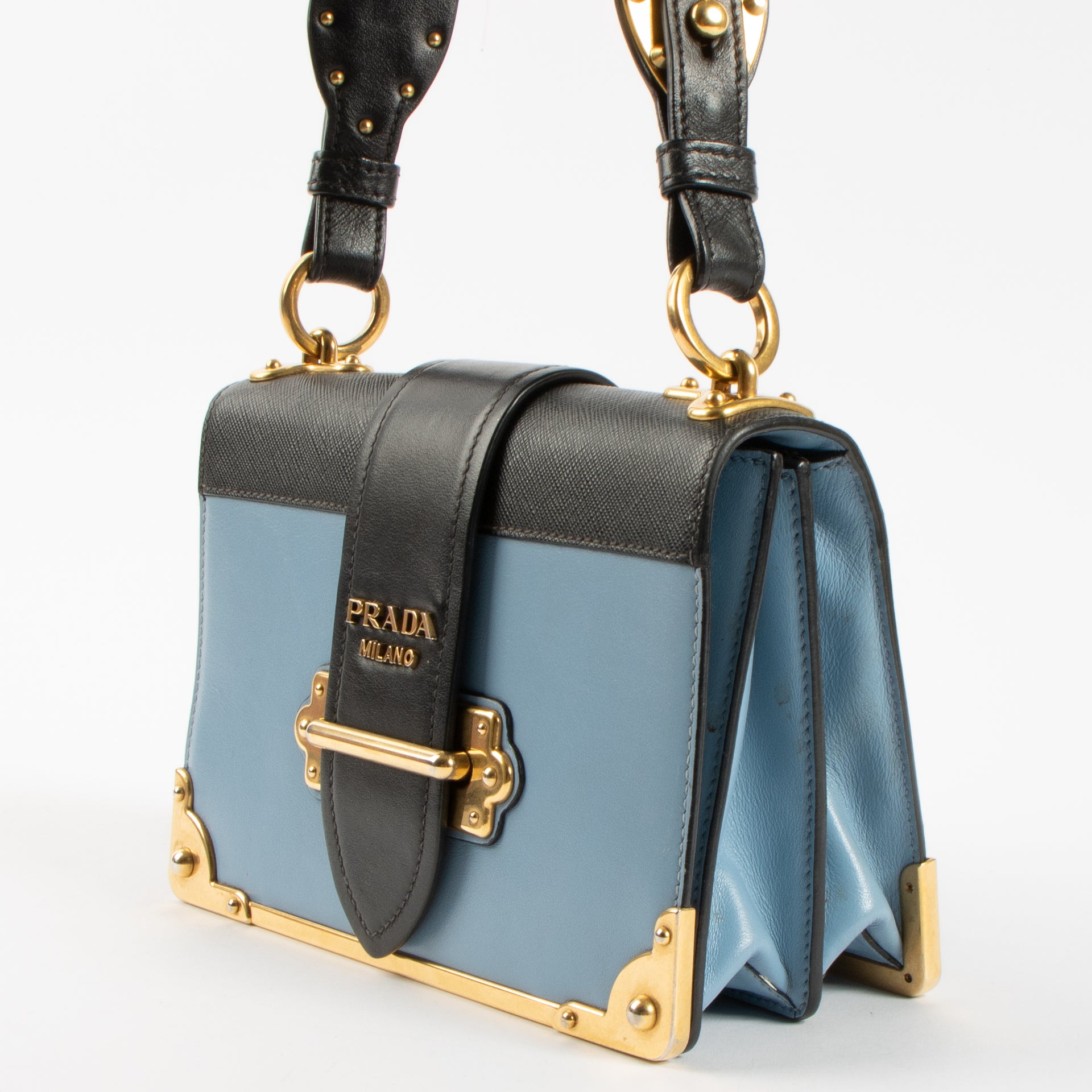 Prada Blue Leather Cahier Bag
