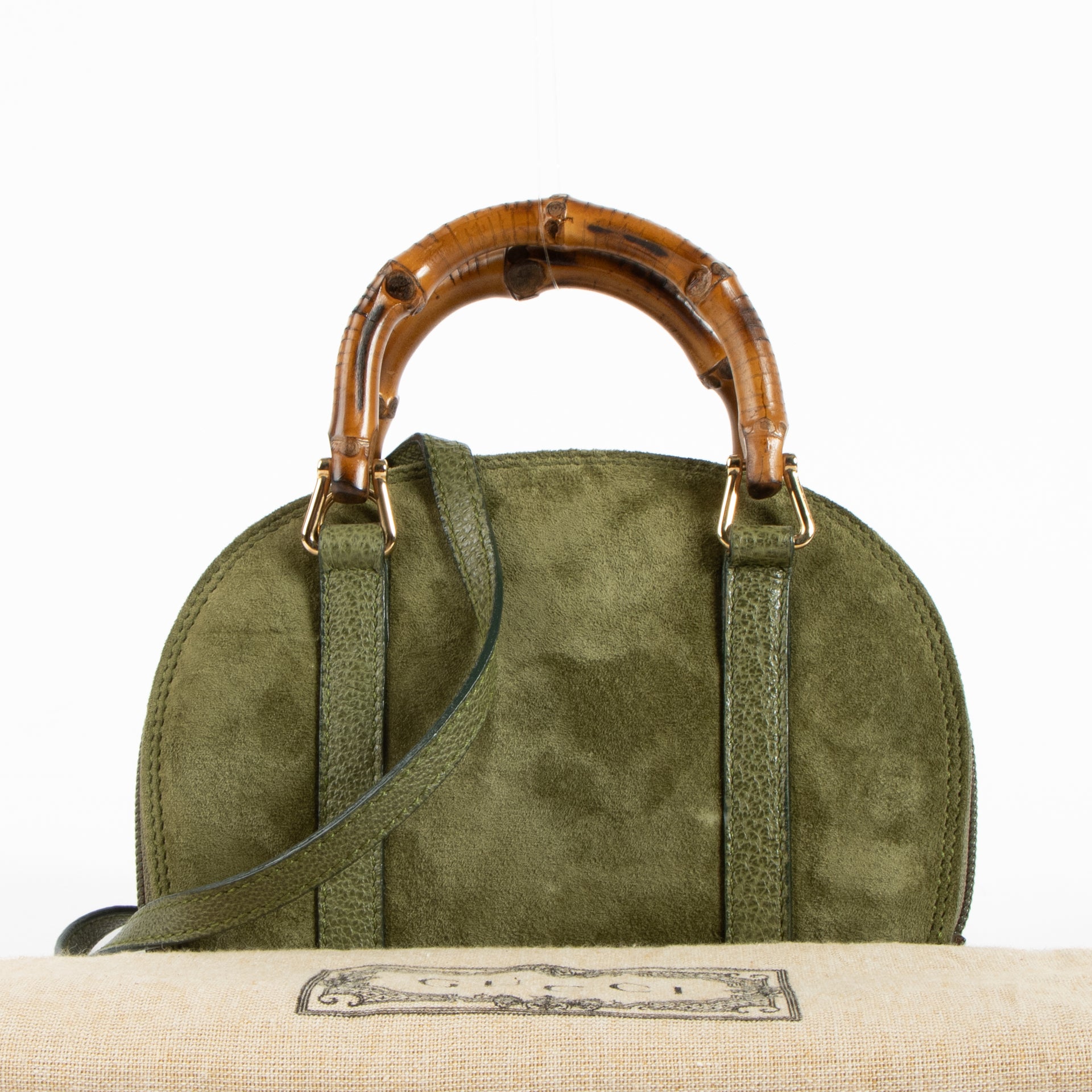 Shop this authentic Gucci Green Micro Bamboo Crossbody pre-loved on Labellov.com 