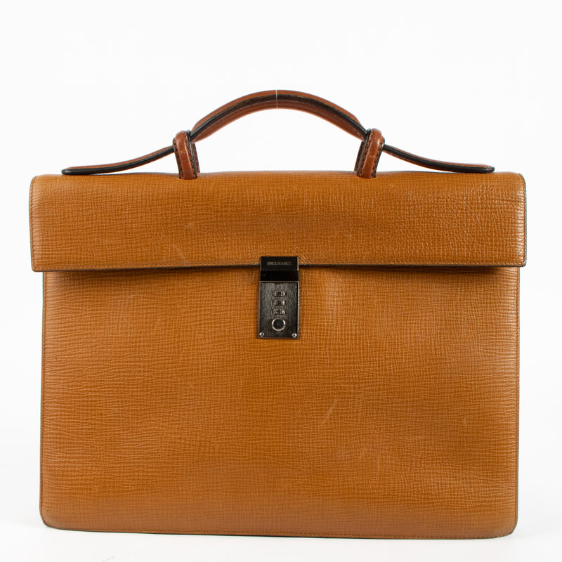 Shop this authentic Delvaux Vintage Cognac Leather Message Briefcase pre-loved on Labellov.com 