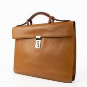 Shop this authentic Delvaux Vintage Cognac Leather Message Briefcase pre-loved on Labellov.com 