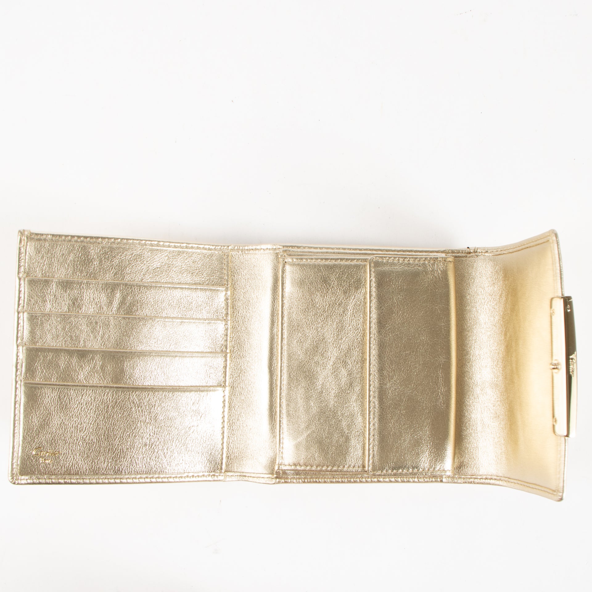 Shop this authentic Cartier Metallic Gold Leather LOVE Wallet pre-loved on Labellov.com