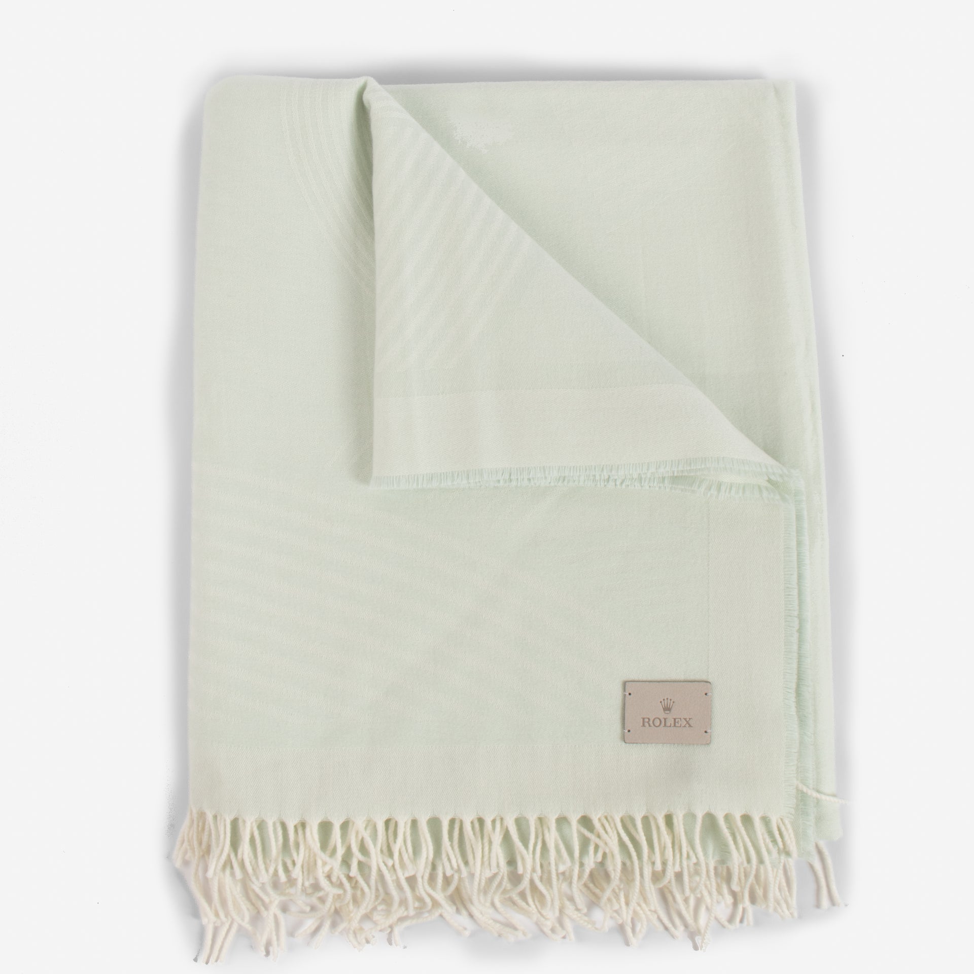 Rolex Mint Green Cashmere/Wool Throw Blanket